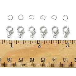 亜鉛合金カニカン  304ステンレススチールオープン丸カン付き  プラチナ  12x6mm  穴：1.2mm  100pc&nbsp;FIND-FS0002-40P