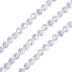 透明ガラスビーズ4本  多面カット  ラウンド  透明  10x8.5mm  穴：1.6mm  約67個/連  23.62''（60センチメートル）&nbsp;EGLA-TA0001-80A