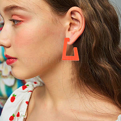 2セット2スタイルのアクリルスタッドピアスセット  女性用ハーフフープピアス  ラウンド＆台形  ミックスカラー  39~47.5x29~47x2~4.5mm  1セット/スタイル  4ペア/セット&nbsp;EJEW-AN0004-08