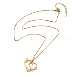 PVD Vacuum Plating 201 Stainless Steel Pendant Necklaces&nbsp;NJEW-R267-02S-G