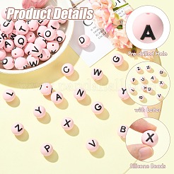 1 Set 26Pcs Pink Round with Letter Silicone Beads&nbsp;ST-CJ0041-011