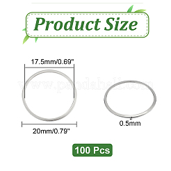 304ステンレススチールリンクリング  リング  ステンレス鋼色  20x0.5mm  内径：17.5mm  100個/箱&nbsp;STAS-UN0008-07P