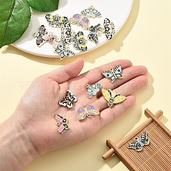 24個12スタイルアロイエナメルペンダント  ゴールドカラー  花のチャームが付いた蝶  ミックスカラー  15~21x22~30x1.5mm  穴：1.6~2.5mm  2個/スタイル&nbsp;ENAM-FS0001-94