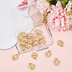 24個の合金ペンダント  長持ちメッキ  丸カン付き  ハートチャーム  18KGP本金メッキ  15.5x12.5x3mm  穴：3.5mm&nbsp;FIND-SC0003-81