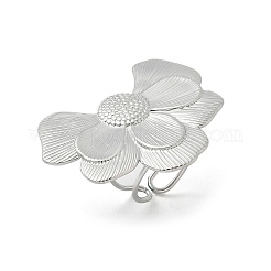 女性用304ステンレススチールカフオープンリング  椿の形  ステンレス鋼色  花：32x43mm&nbsp;RJEW-F195-03P