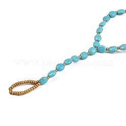 Synthetic Turquoise Oval & Glass Beaded Stretch Toe Ring Anklets for Women&nbsp;AJEW-K052-02