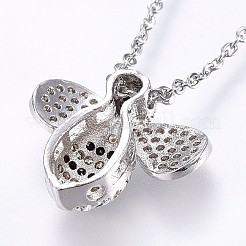 Brass Micro Pave Cubic Zirconia Pendant Necklaces&nbsp;NJEW-H486-10P