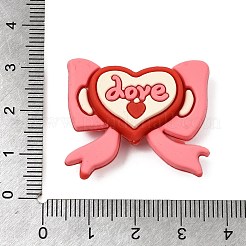食品グレードの環境に優しいシリコーン焦点ビーズ  ピンク  ハート  27x31x9.5mm  穴：2mm&nbsp;SIL-C009-01H