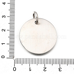304ステンレスペンダント  ツリーチャーム付きフラットラウンド  丸カン付き  アンティークシルバー  25.5x2.5mm  穴：6.5mm&nbsp;STAS-H263-15AS