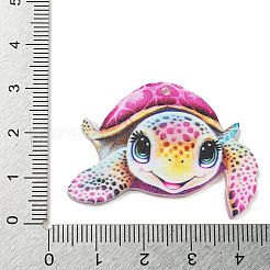 動物をテーマにした両面プリントのアクリルパーツ  カメ  40x28x2mm  穴：1.5mm&nbsp;OACR-L017-04C