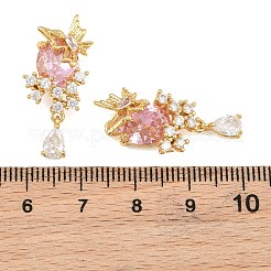 Brass Micro Pave Cubic Zirconia Pendants&nbsp;CU-CBA7392-07G-02