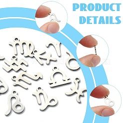 12Pcs 12 Styles 304 Stainless Steel Constellation Pendants&nbsp;STAS-FS0002-34