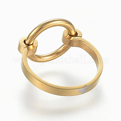 304ステンレススチール指輪  サイズ8  ゴールドカラー  18mm&nbsp;RJEW-E153-44G-18mm