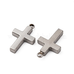 304ステンレスペンダント  クロスチャーム  ステンレス鋼色  18.5x11x2.5mm  穴：1.6mm&nbsp;STAS-C129-01P