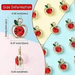 合金ラインストーンペンダント  りんごチャーム  レッド  15x12x6mm  穴：2mm&nbsp;PALLOY-CJC0006-71