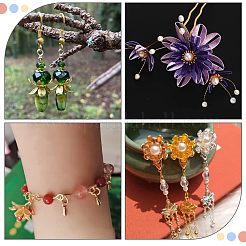 48Pcs 2 Colors 3D Brass Bead Caps&nbsp;KK-FH0002-42