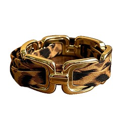 合金とヒョウ柄シルクスカーフバングル（女性用）  ゴールドカラー  長方形  内径：1.97x2.36インチ（5x6cm）&nbsp;WG25FD5-02