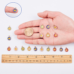 合金チャーム  エナメル  さくら  ライトゴールド  ミックスカラー  11.5x15x2mm  穴：1.4mm  60個/箱&nbsp;ENAM-SC0001-23LG