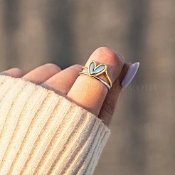 女性用ハート合金指輪2個  積み重ね可能なリング  プラチナ·ゴールデン  usサイズ5（15.7mm）&nbsp;FS-WG57BD0-01