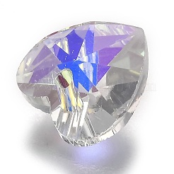 電気メッキガラスチャーム  多面カット  ハート  ゴーストライト  10x10x5mm  穴：1mm&nbsp;G030V10mm-001GL