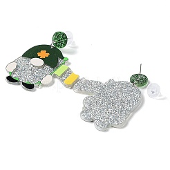 Saint Patrick's Day Sparkling Acrylic Dangle Stud Earrings&nbsp;LS-EJEW-P243-A03