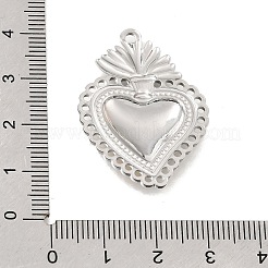 304ステンレスペンダント  神聖な心のチャーム  イオンプレーティング（ip）  ゴールデン·ステンレス鋼色  36.5x26x3.5mm  穴：2mm&nbsp;SA-CBAB767-07PG