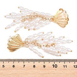 Alloy with Plastic Pearls Stud Tassel Earrings&nbsp;EJEW-Z172-06G-03