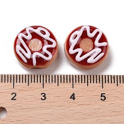 手作りランプワークエナメルビーズ連売り  手描きのビーズ  ドーナツ  チョコレート  15.5x7~8.5mm  穴：1.5mm  約25個/連  14.5インチ&nbsp;LAMP-A001-F02