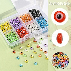 640色のナザールボンジュウ樹脂ビーズ8個  ミックスカラー  6x4mm  穴：1.5mm  約80PCS /カラー&nbsp;RESI-YW0001-89