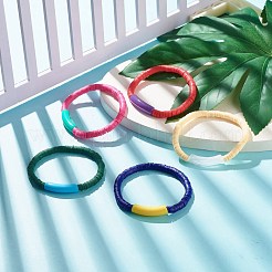 手作りのポリマークレイビーズストレッチブレスレット  アクリルビーズで  ミックスカラー  内径：2-1/4インチ（5.6cm）&nbsp;BJEW-JB07781