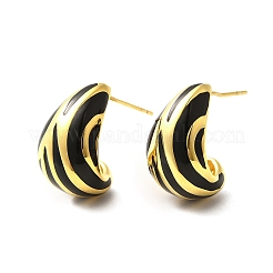 Brass Enamel Stud Earrings&nbsp;EJEW-B120-02G-03