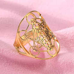 304 Stainless Steel Star of David Adjustable Ring&nbsp;RJEW-P037-05G