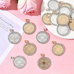 10Pcs Flat Round Alloy Rhinestone Pendant Cabochon Settings&nbsp;ALRI-YW0001-32KCG