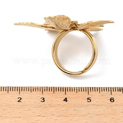女性用304ステンレススチール指輪  ゴールドカラー  葉  usサイズ7 1/4(17.5mm)&nbsp;RJEW-Z143-05G-02