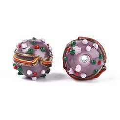 手作りのランプワークの凹凸のあるビーズ  ハンバーガー  ロージーブラウン  13~14x14~15mm  穴：1.2~1.6mm&nbsp;LAMP-T022-05A