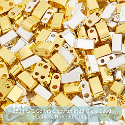 280Pcs 2 Colors Electroplated Glass Seed Beads&nbsp;SEED-NB0002-03