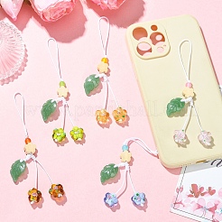 5Pcs 5 Colors Handmade Lampwork with Transparent Glass Bead Pendant Decorations&nbsp;HJEW-YW00463