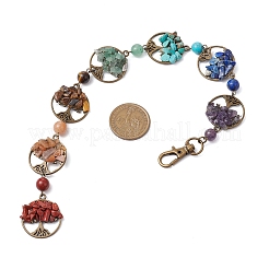 Chakra Natural Amethyst & Lapis Lazuli & Red Aventurine & Green Aventurine & Tiger Eye & Red Jasper & Synthetic Turquoise Home Hanging Decorations&nbsp;HJEW-JM02339