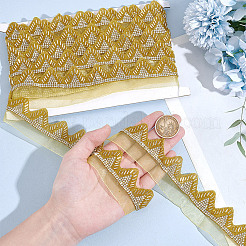 Glass Bugle Seed Beads & Rhinestone Lace Ribbon&nbsp;DIY-WH0320-85