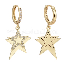 Brass Micro Pave Cubic Zirconia Huggie Hoop Earrings&nbsp;EJEW-K083-19G-B