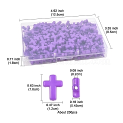 200個の不透明なアクリルビーズ  クロス  青紫色  16x12x4.5mm&nbsp;SACR-FS0001-39D