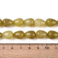 焼き絵の具、ひび割れガラスビーズ、糸  ティアドロップ  ダークカーキ  13~13.5x9.5~10mm  穴：1.2~1.4mm  約54~60個/連  28.35~30.71インチ（72~78cm）&nbsp;DGLA-N019-03A-07