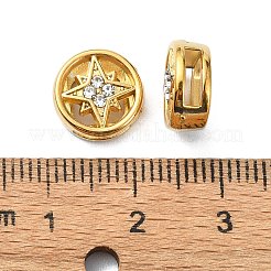 イオンプレーティング（IP）304ステンレススチールスライドチャーム  ラインストーン付き  18KGP本金メッキ  スター  10.5x5mm  穴：2.2x6.5mm&nbsp;STAS-C089-06K-G