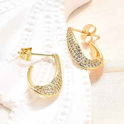 Brass Micro Pave Clear Cubic Zirconia Stud Earrings for Women&nbsp;EJEW-U056-04A-G