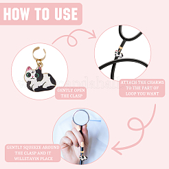 6Pcs 6 Colors Alloy Enamel Cat Stethoscope Pendant Decorations&nbsp;HJEW-SP0001-40