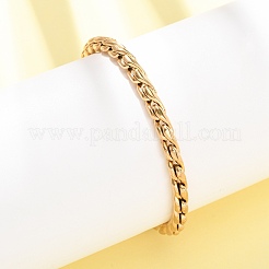 304ステンレススチールツイストカーブチェーンブレスレット女性用  PVD真空メッキ  18KGP本金メッキ  6.89インチ（17.5cm）&nbsp;BJEW-F529-05G