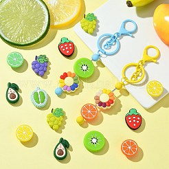 18個 9スタイル フルーツテーマ 食品グレードシリコンフォーカルビーズ  ミックスカラー  21.5~29.5x9.5~24x7~8mm  穴：2~3mm  2個/スタイル&nbsp;SIL-CJ0002-18