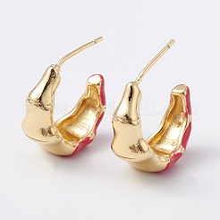 Brass Enamel Stud Earrings&nbsp;EJEW-A093-06G