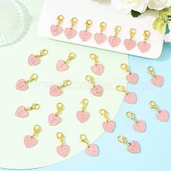 26Pcs 26 Style Alloy Enamel Heart with Letter A~Z Pattern Pendant Decorations&nbsp;HJEW-YW00180