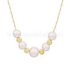 925 Sterling Silver & Baroque Natural Freshwater Keshi Pearl Round Graduated Beaded Necklaces&nbsp;FS-WG72E9B-02
